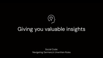 Preview image for Chapter 7.1: Giving You Valuable Insights from 'Social Code: Navigating Germany’s Unwritten Rules.' Certified intercultural trainer Katharina Olympia Wittig from the Inside Culture Academy shares tips on building connections and understanding social norms in Germany.